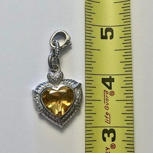 Judith Ripka Amber Crystal Heart Pendant/Enhancer